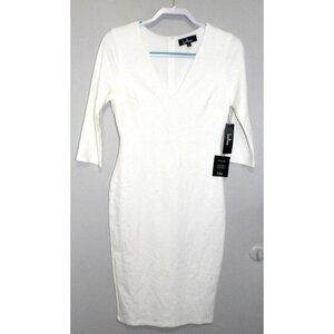 LULUS cream off-white v-neck 3/4 sleeves dress women's size S, NEW